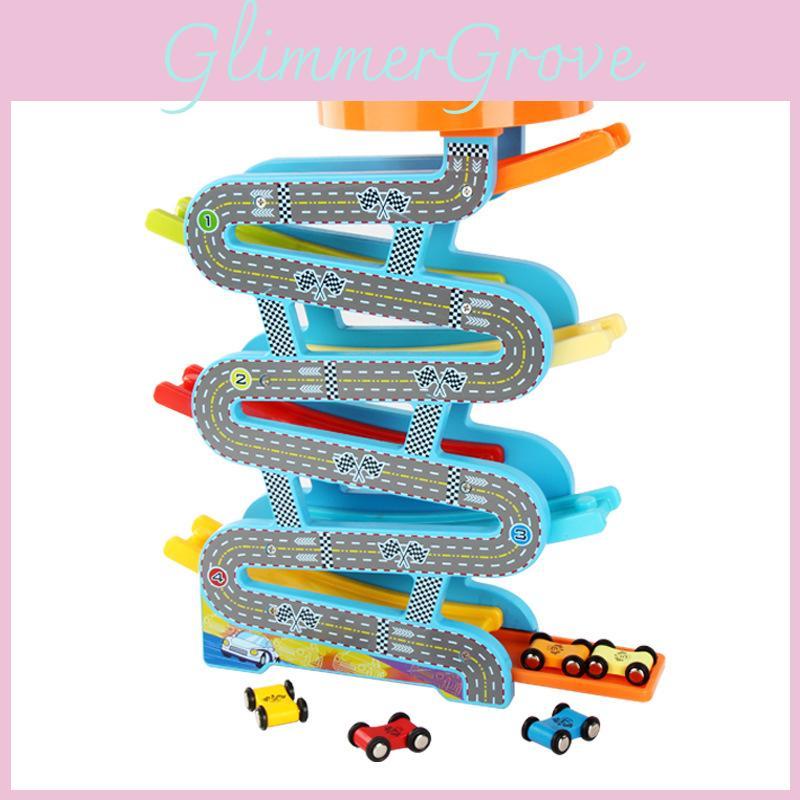 6 Tier Wooden Sliding Car Track Puzzle Early Education Inertial Children Toy