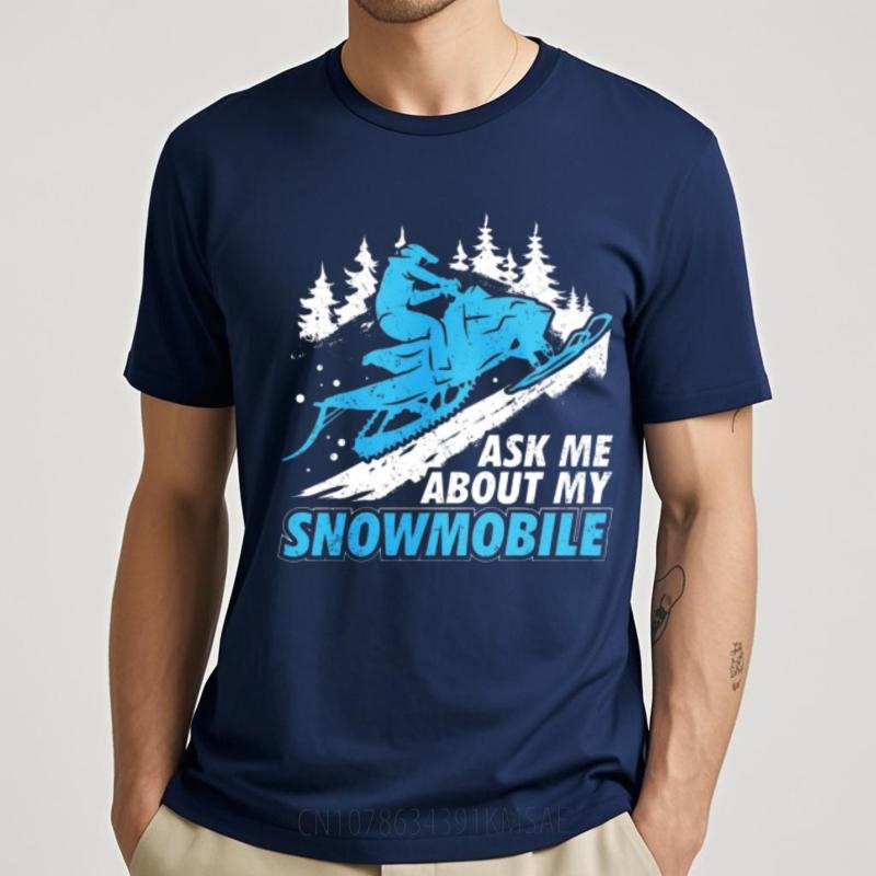 Essential Tee Rock For her Oneck tshirt Streetwear Snowmobile Rider In Winter Forest Scene Trendy For him tees Quick Dry Shirt