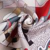 Silk Scarf Women Circus Troup Print Square Scarves Head Echarpes Silk Foulards Femme Wraps Beach Shawl Bandana Lady Hijabs 90CM