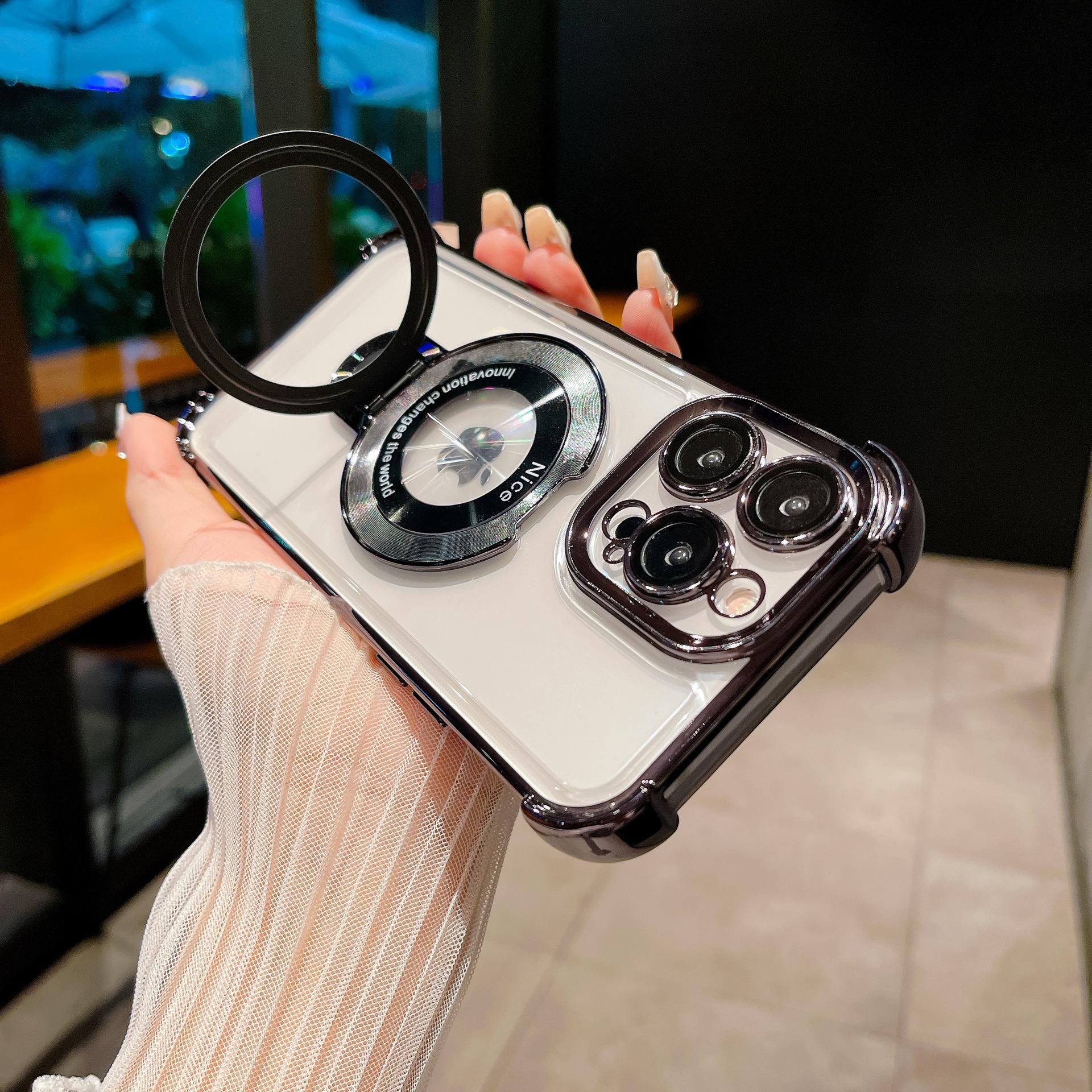 

Samsung S24ultra Mobile Phone Case A55 Magnetic Bracket S23 Electroplated Four Corner Airbag Anti Fall A34 S24 ULTRA