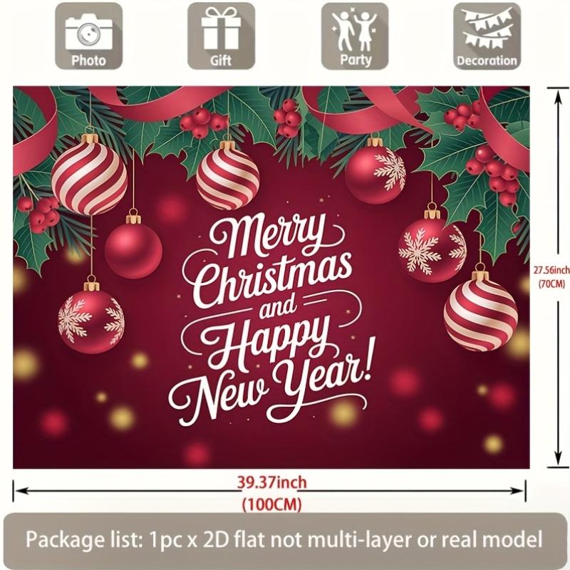2D Plan 1 Merry Christmas and Happy New Year Banner - Festive Wall Decoration