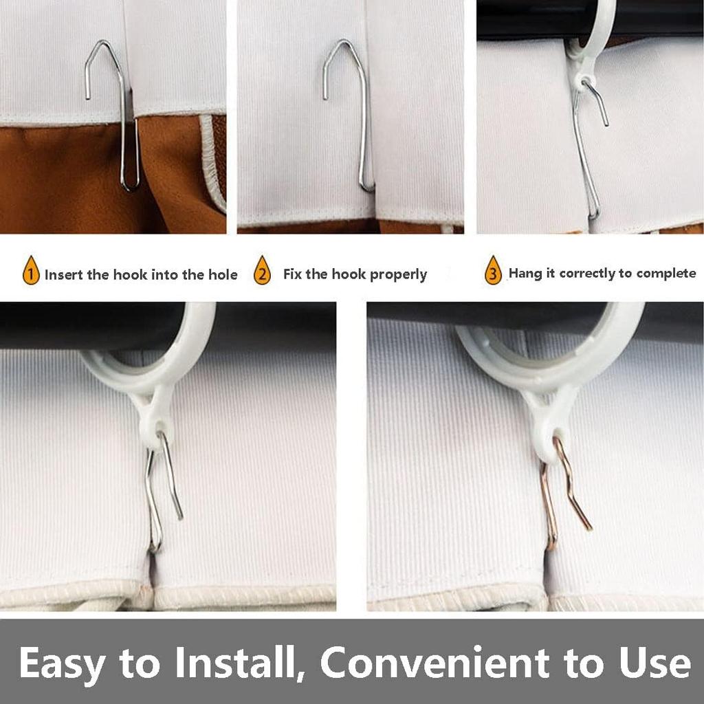 Curtain Hooks Stainless Steel Hooks Metal Single Prongs Pinch Pleat Drapery 70 Pcs Hook Long S Hooks Pinch Pleat (70 pcs)