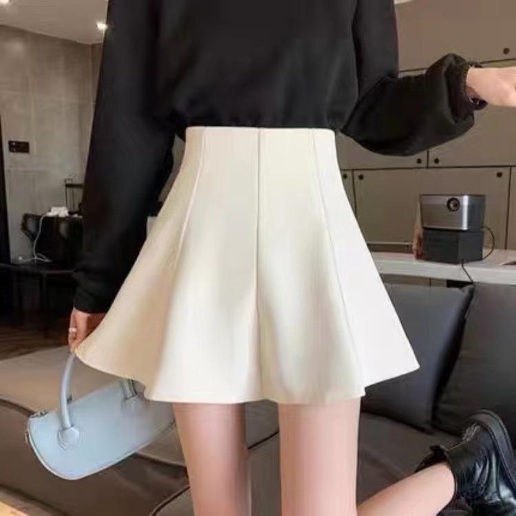 Skirt for Women Autumn High-Waisted A-Line Puffy Skirt Casual Design-forward Slimming All-match Versatile Black Ruffled Bodycon Pleated Skirt