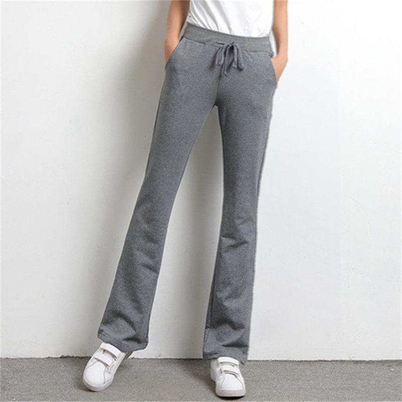 

Women s High-Waisted Black Micro-Flare Yoga Pants - Loose Slimming Fit, Pure Cotton, Casual Sportswear for Spring/Autumn. Extra Large темно-сірий