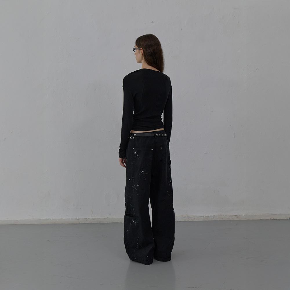 LCDC™ Paint Effect Wide-Leg Trousers (Black)