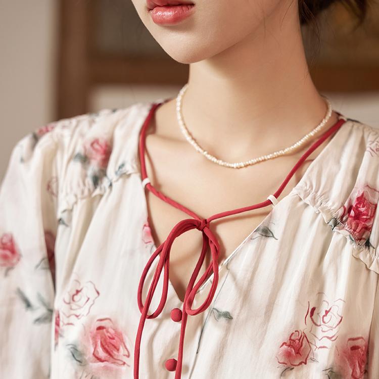 Mishow Abito autunnale stampato floreale in stile francese 2023 Abito da donna midi con scollo a V a maniche lunghe con scollo a V sottile e bottoni MXC41L1561