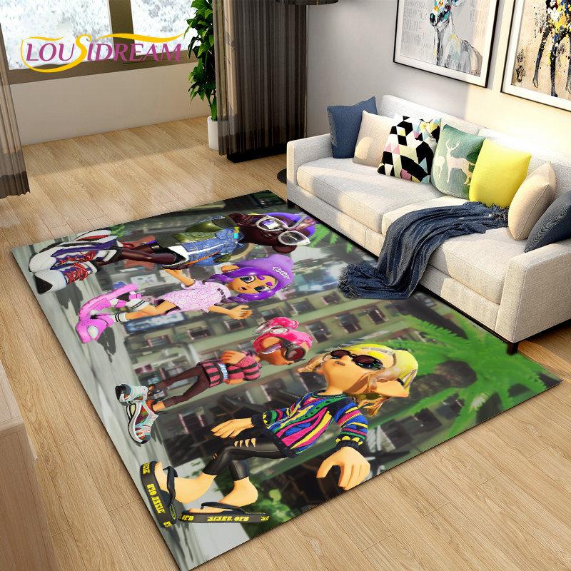 PC Splatoon, Game Gamer Cartoon Bereich Teppich, Teppich Teppich für Wohnzimmer Schlafzimmer Sofa Fußmatte Dekoration, Kinder spielen rutschfeste Bodenmatte