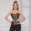 Corsetto Stretto Vintage Stile Palazzo Francese in Raso Floreale Steccato con Zip