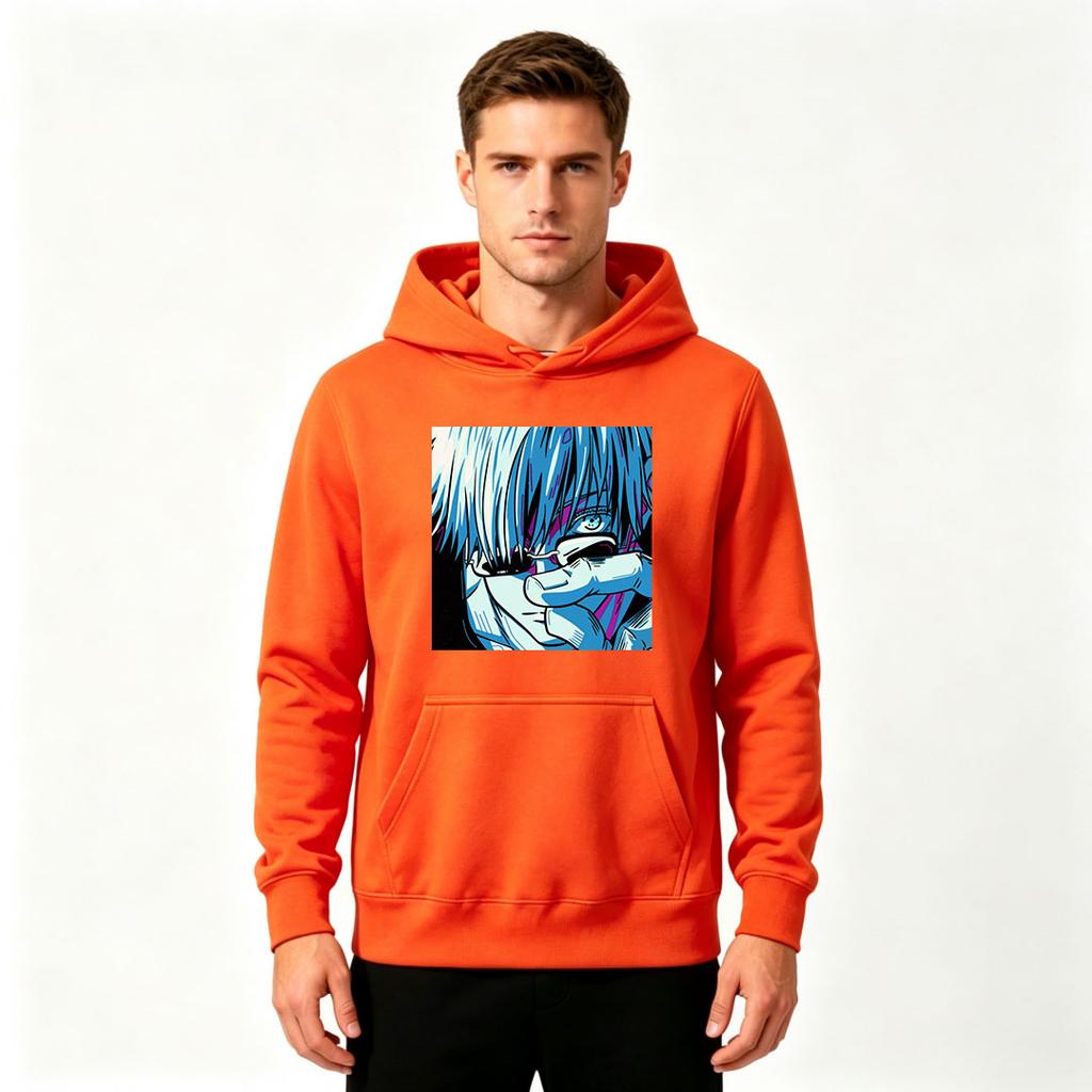 Men Anime Printed Pullover Hoodie Casual Long Sleeve Streetwear Sweatshirt for Adults