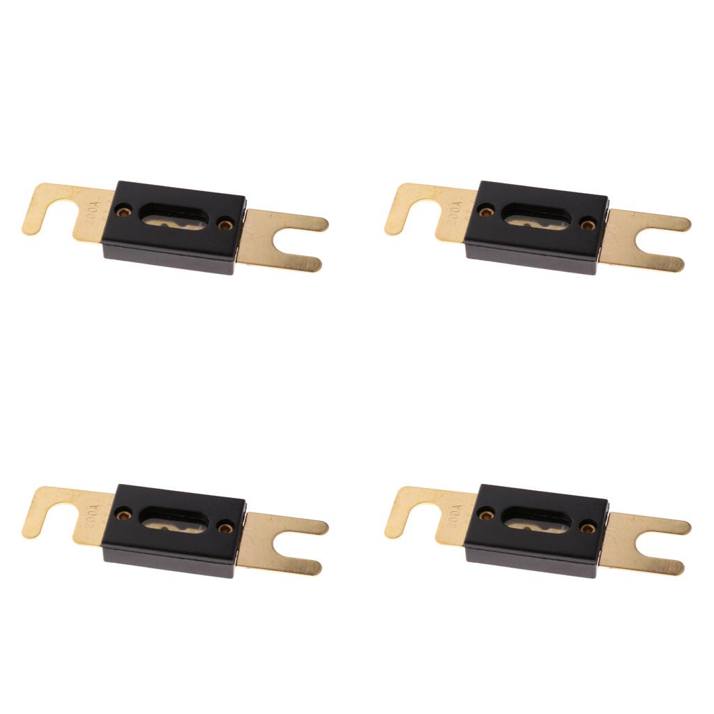 Pack of 4 200AMP ANL Gold Plated Flat Blade Fuses