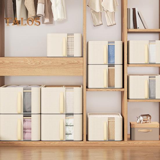 Wardrobe Clothes Storage Box Large Capacity Breathable Mesh Heavy-Duty Folding Frame Storage Basket Trousers Organiser