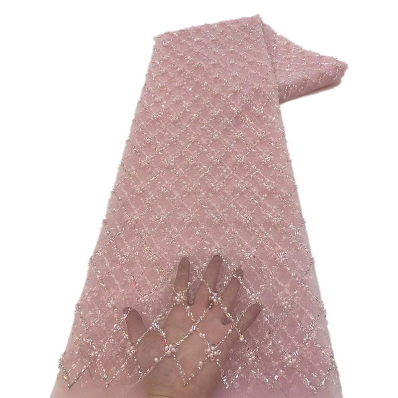 1Yard Sequins Lace Fabric Mesh Beads DIY Sewing Dress Clothing Wedding Party Cloth African Nigerian Sequins Lace Clothing Suppli