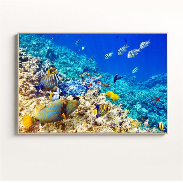Canvas Art Fish Painting Underwater World Animals Corals Fish Ocean Wall Pictures for Living Room Nordic Poster Kids Room Decor
