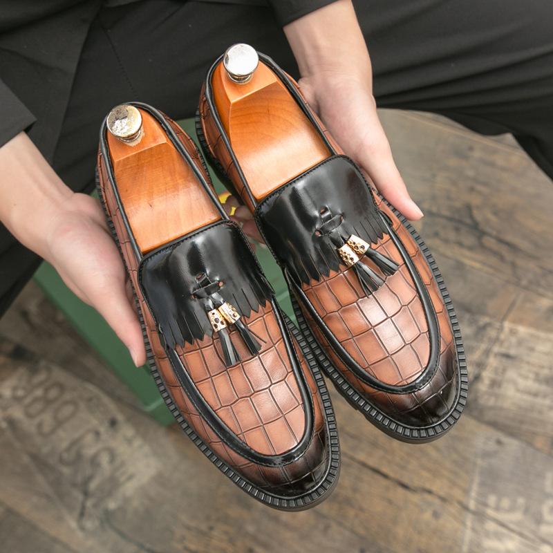 2025 summer new leather shoes men's high-end business casual shoes breathable men's leather shoes men's one-pedal lazy shoes