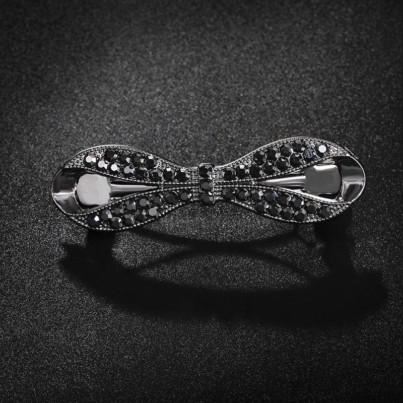 Clip de Primavera de Circonita Blanca Flor de Pedrería Brillante Clip Superior Clip Horizontal Elegante Adorno para el Cabello de Moda para Madres