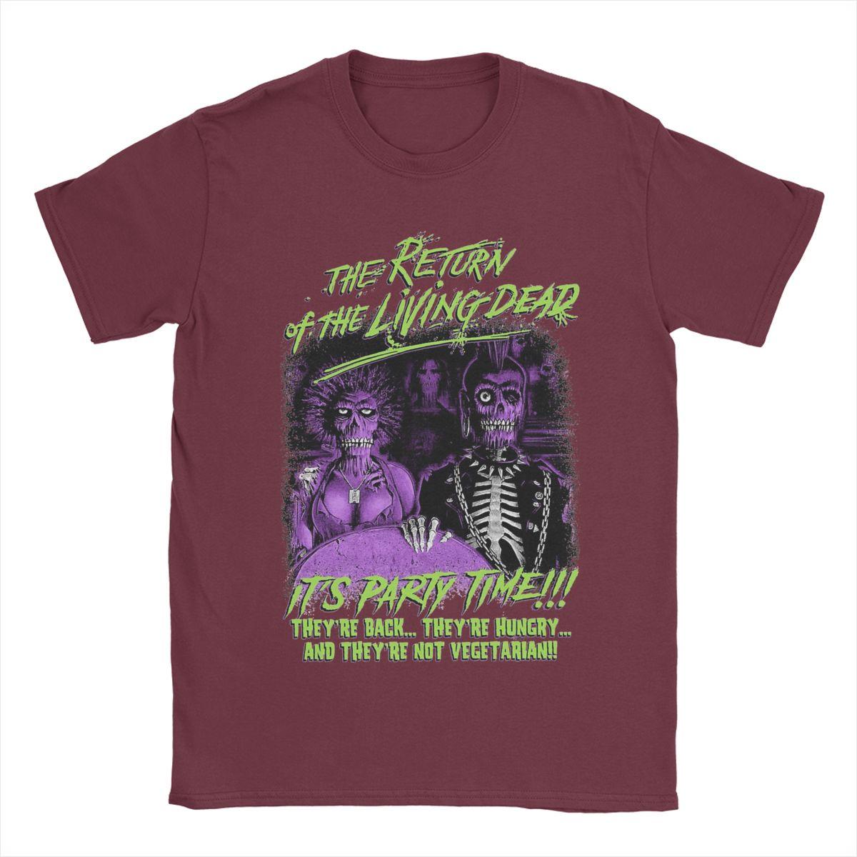 

Возвращение живых мертвецов Мужские футболки Юмористические футболки Футболки с коротким рукавом и круглым вырезом Хлопок 5XL Одежда XXXXXL бордовый