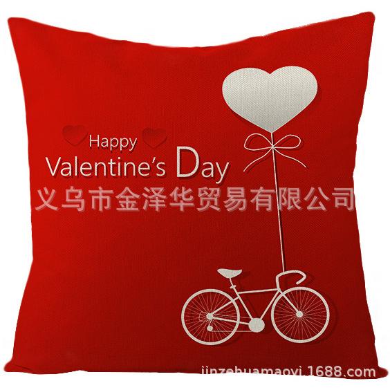 Home Pillowcase Valentine's Day Red Heart Print Series Polyester Pillowcase Cushion Cover