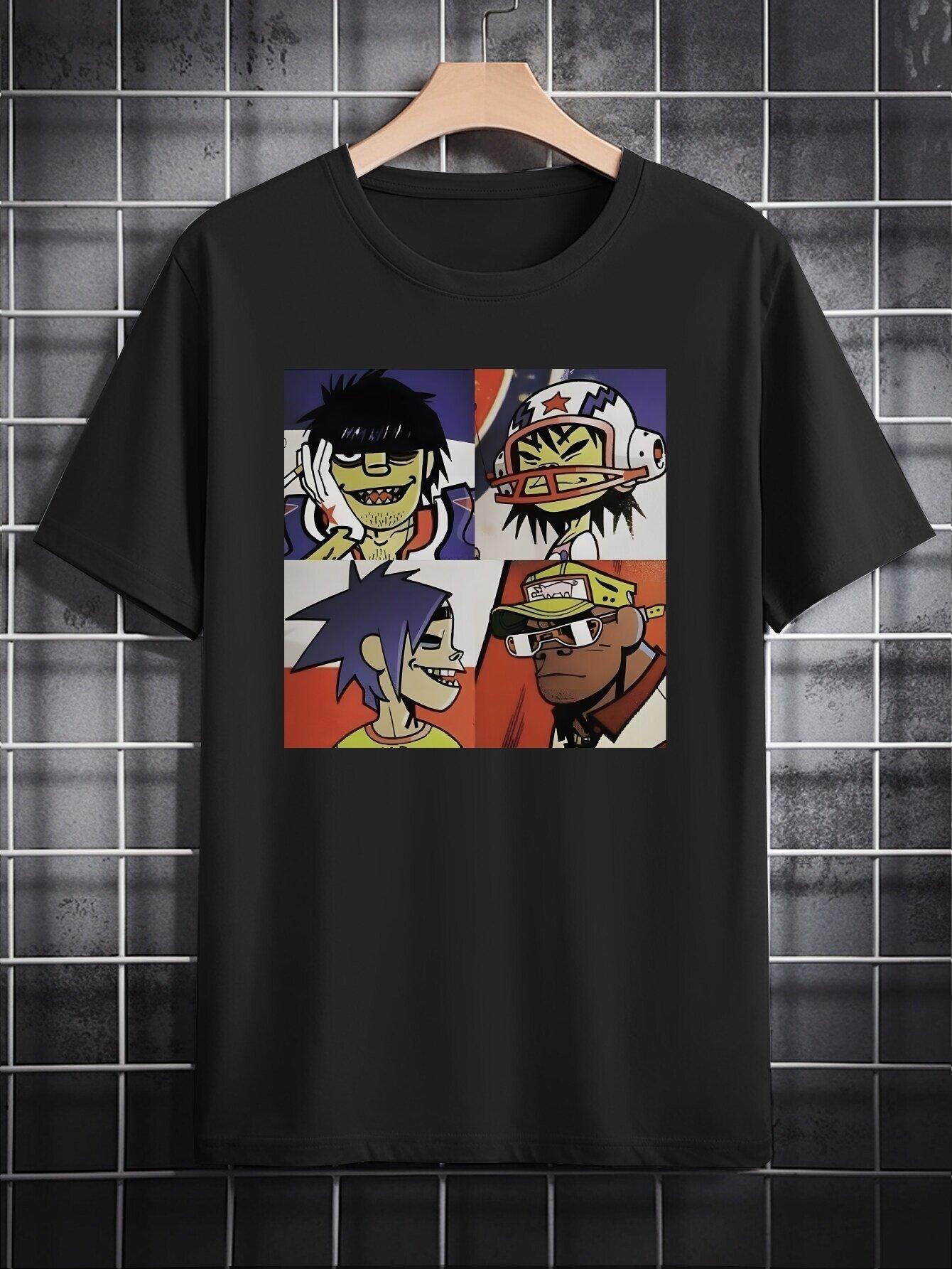 Casual Crew Neck T-shirt with Unique Print Design - Soft Polyester S