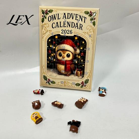 Decorative PVC Miniatures 2026 Owl/Dog Advent Calendar, 24 Days Christmas Countdown with Mini Animal Theme Surprise Figurine Ornaments, Collectible
