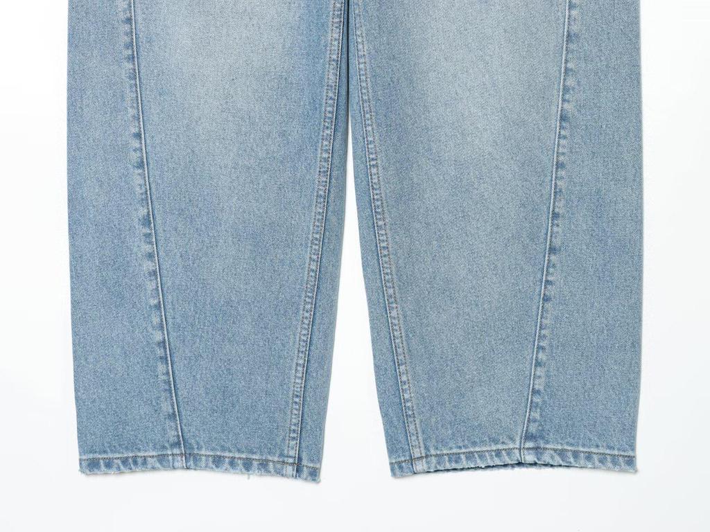 European & American Women's Mid-Waist Loose Barrel Jeans