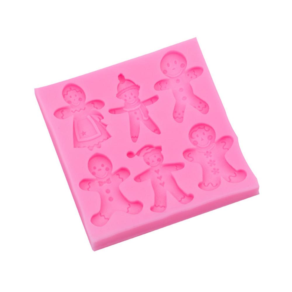 Stampo in silicone per cioccolato fondente a forma di pupazzo di neve di Natale, omino di pan di zenzero di Halloween