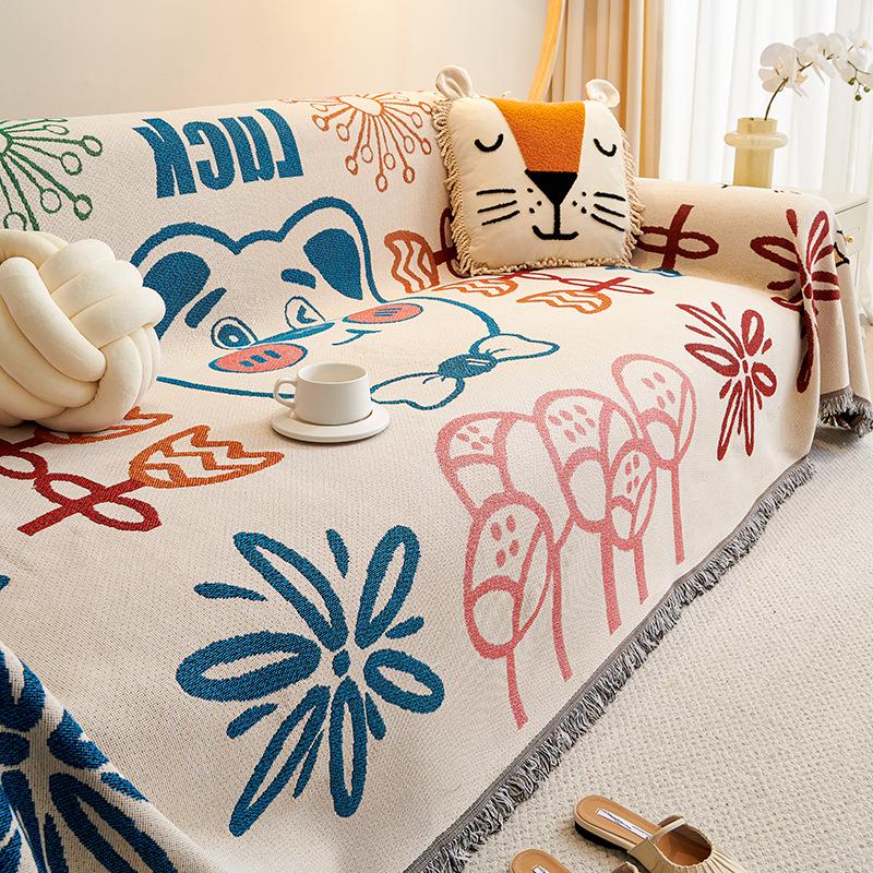 

Полотенце для дивана в стиле ретро, вязаное одеяло для дивана, нескользящее покрывало для дивана с защитой от царапин у кошек, жаккардовое полотенце для дивана, все включено, чехол, полотенце из ткани 90x90cm 1pcs