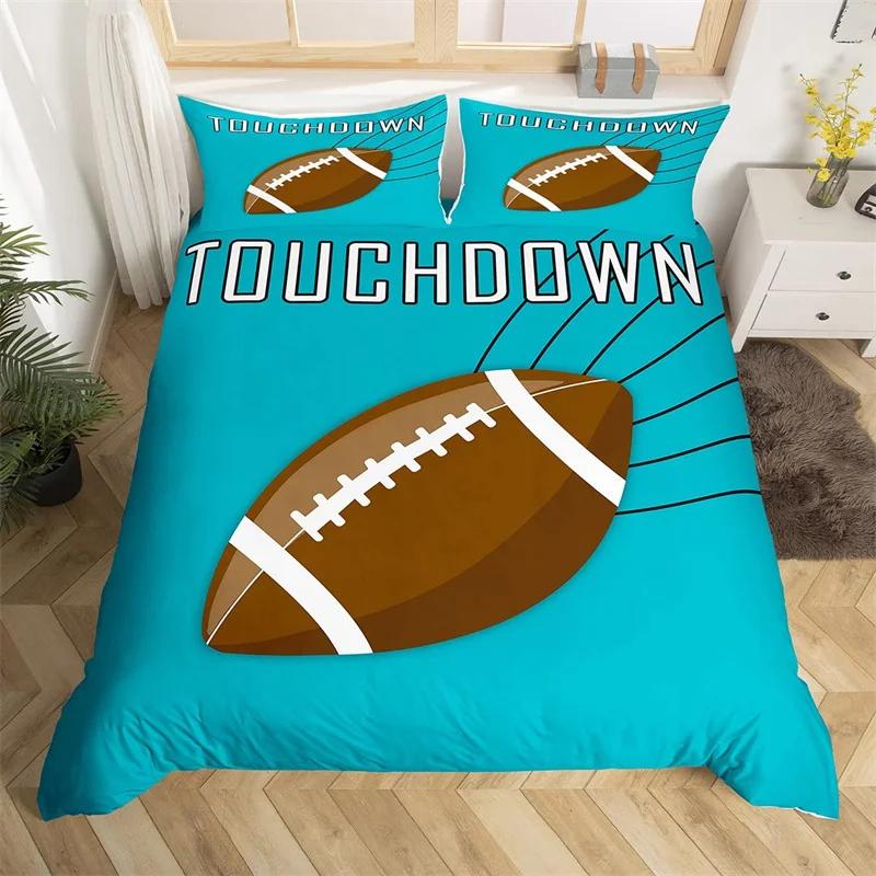 Comforter Soccer Sports Football Game Geometric Pattern Bedding Set For Kids Boys Girls Microfiber Ball Gaming