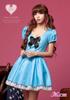 [Anna Mu] Alice In Wonderland Maid Costume Apron Dress Uniform One-Piece Dress with Frills Women's Halloween Light Blue M Z686-1