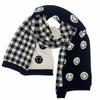 Houndstooth Smiley Face Knitted Scarf for Women Winter Korean Version Versatile Ins Trendy Thickened Warm Student Woolen Scarf for Men