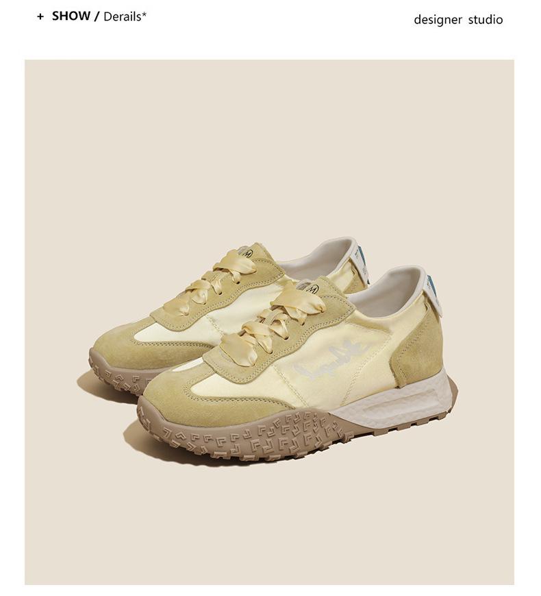 Women's 7cm Hidden Heel Leather Ballet Training Shoes - Breathable Soft Sole Height-Increasing Casual Sneakers