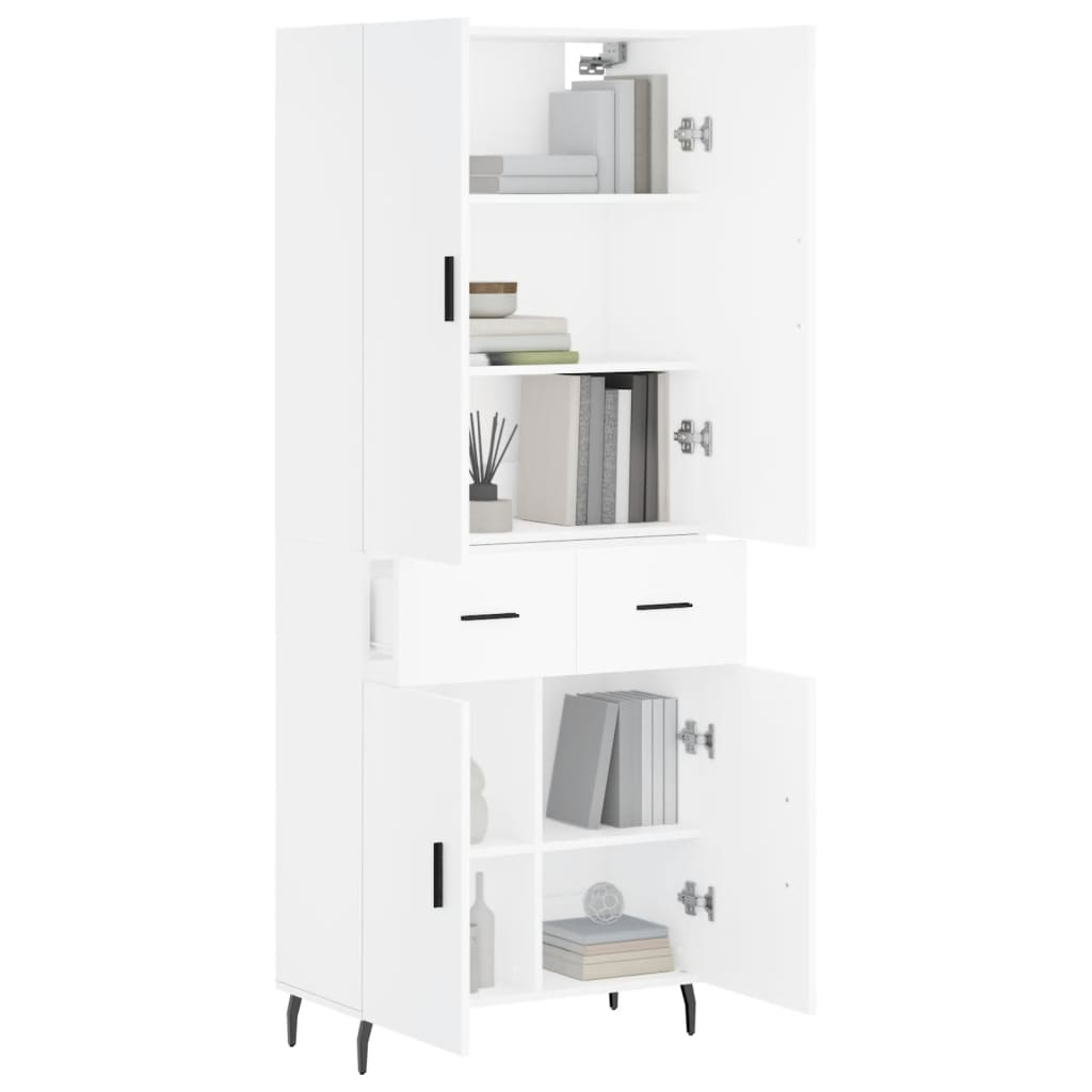 Vidaxl Display Cabinet, White, 69.5X34X180 Cm, Wood-Based Material