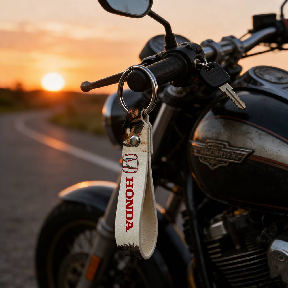 For Honda PU Leather Motorcycle Keychain Universal Motorbike Key Ring Holder For Riders Men Gift BO8