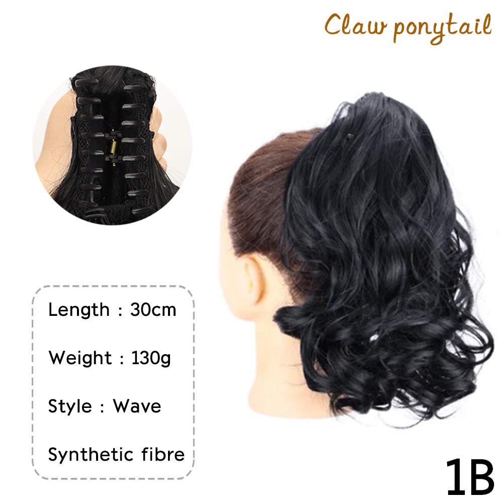 Synthetic Drawstring Ponytail Short Wavy Curly Ponytail Clip In Hair Extensions Natural Looking For Women Daily Use