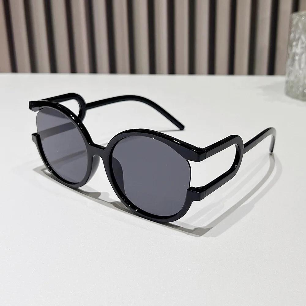 Women'S Round Double Color Sunglasses Fashion Retro Shades Sunglasses Travel Street Photo Holiday Party Uv Protection Glasses