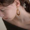 MERRYMOTIVE Brown Unique Shape Drop Gold Earring