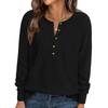 TIFICY Women's Fashion Casual Spring Autumn Solid Color Print Long Sleeve V-Neck Blouses & Shirts