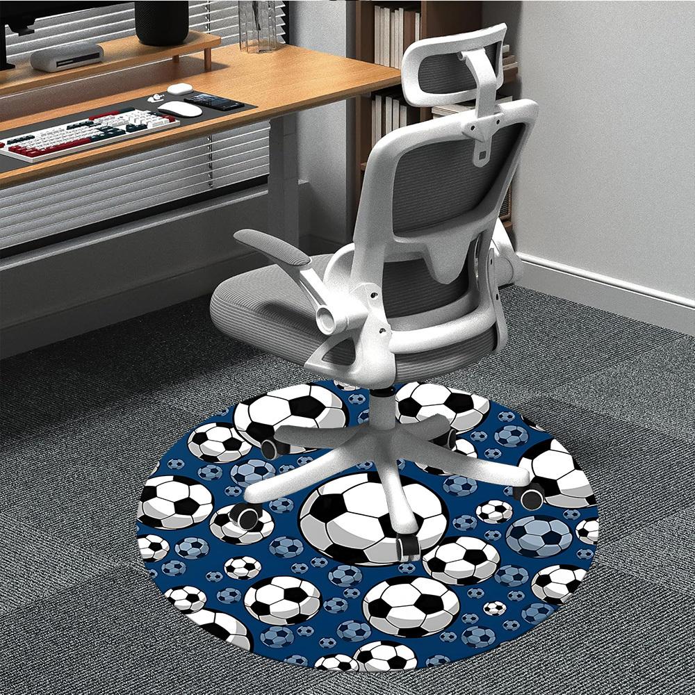 

1PC Soccer Balls Pattern Office Round Area Rug, Indoor Mat Suitable ForOffice, Under Office Chairs Bedroom Living Room Home Decor, Room Deco, D045 80cm by 80cm