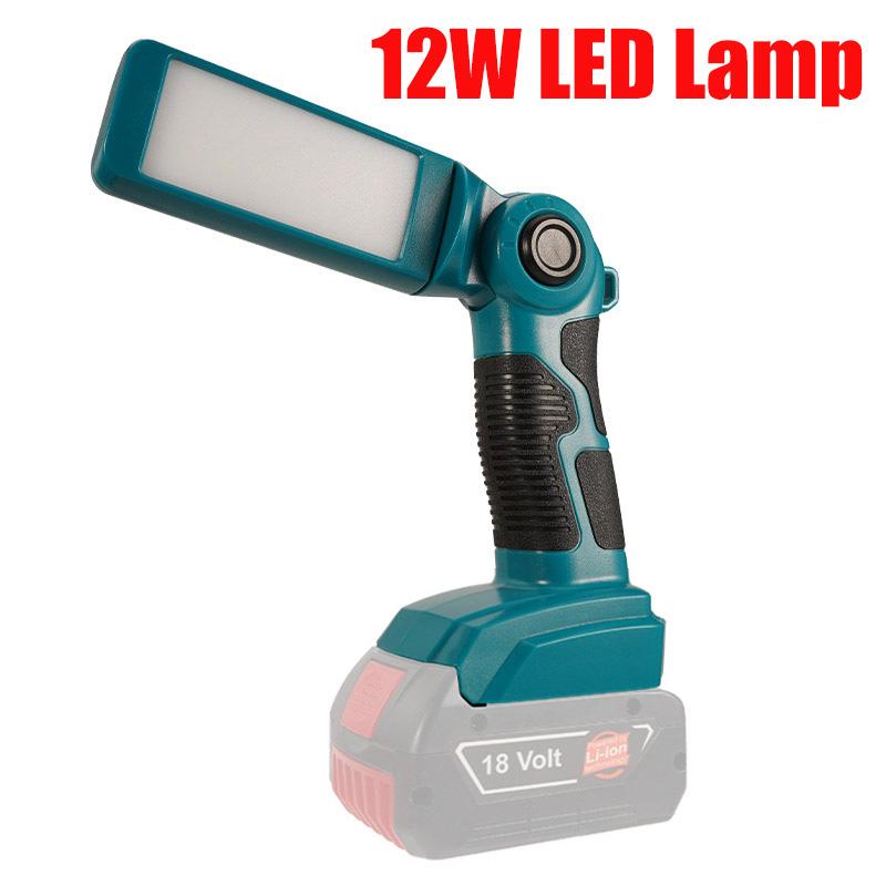 12W LED Lamp For Bosch 14.4V-18V Lithium Ion Battery BAT618 BAT609G Indoor Outdoor Work Light Portable Flashlight With USB