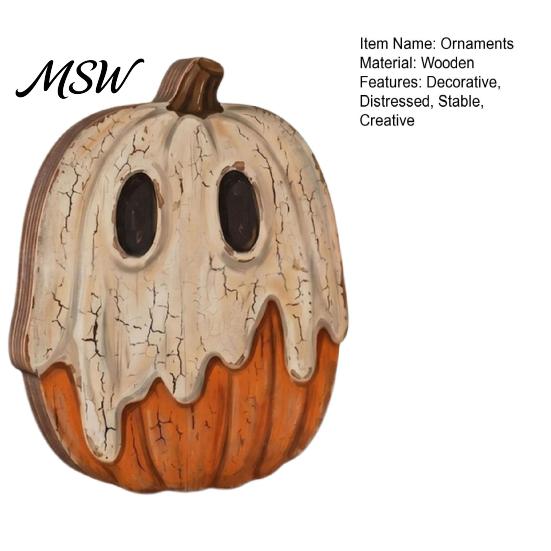 Three-dimensional Layered Painting Ornaments Halloween Wooden Ornaments, Distressed Pumpkin/Cat Decorations, Desktop & Wall Durable Wood Tabletop Art