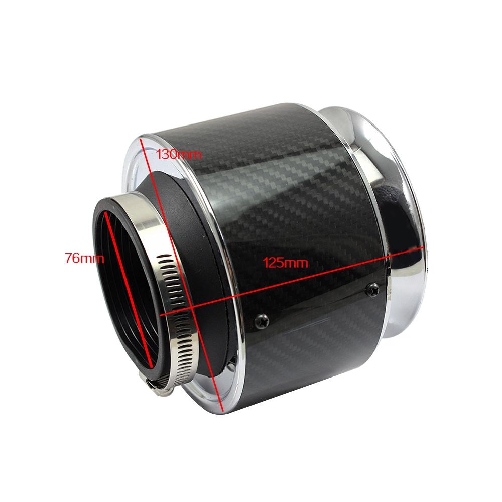 76mm 3inch Air Filter Car Universal Vehicle High Flow Cleaner High Performance Cold Air Intake Carbon Cover Sports Air Filter