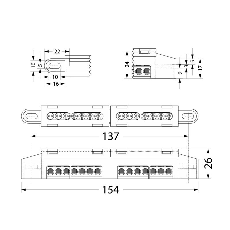 Terminal Strip for N+PE LZ-6 Switchboard