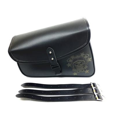 Black Skull Motorcycle Saddlebags Side Tool Bag PU Leather Luggage Saddle Bag Pouch