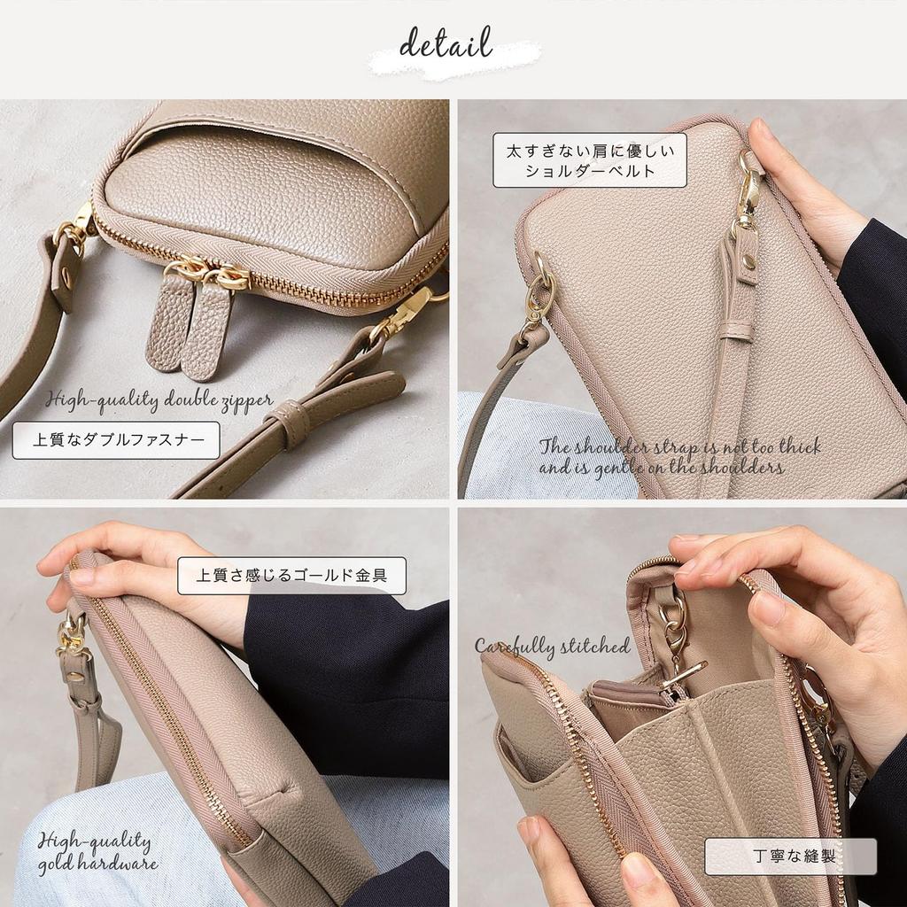 Smartphone Shoulder Pouch That Can Hold a Long Genuine Water Sacoche Shoulder YKK Zipper MP5 [BLUE SINCERE] Wallet, Leather, Repellent, Large,