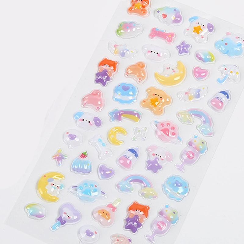 1 Sheet 3D Cartoon Relief Sticker Assorted Style 3D Cartoon Relief Sticker Bear Cat Puppy Chick DIY Crystal Patch