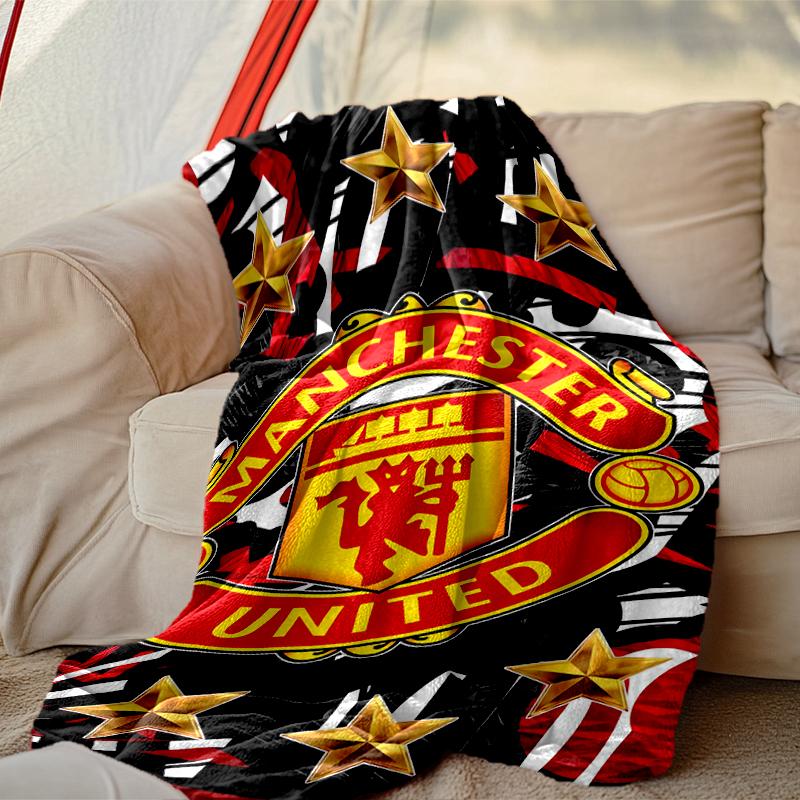 1pc Comfortable Home Print Throw Blanket, Manchester United Manchester City Blanket For Bed and Sofa Use, Special Present For Family