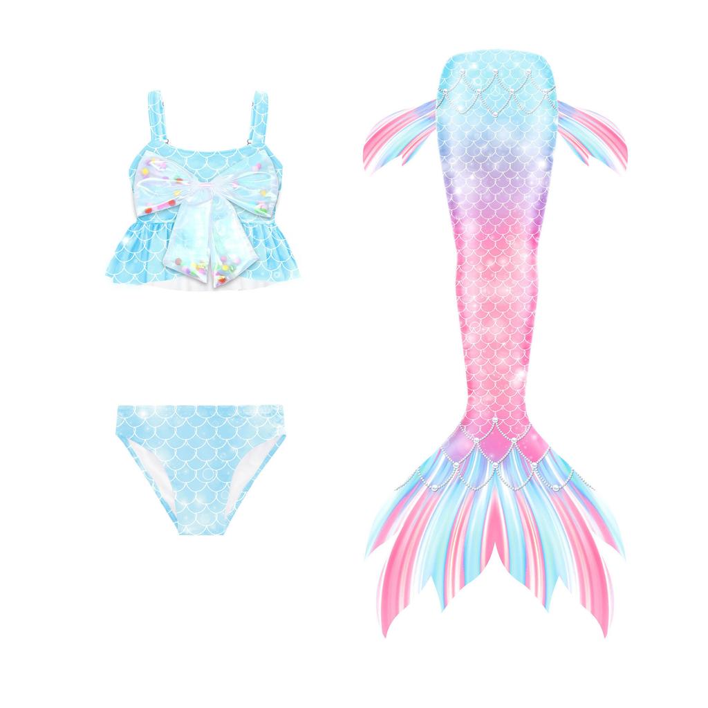 Costume da Bagno Sirena per Bambine Coda da Sirena Costume da Bagno Set per Bambini
