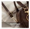 Retro Women's Fall/Winter 2025 Coffee Textured Bowling Crossbody Handbag