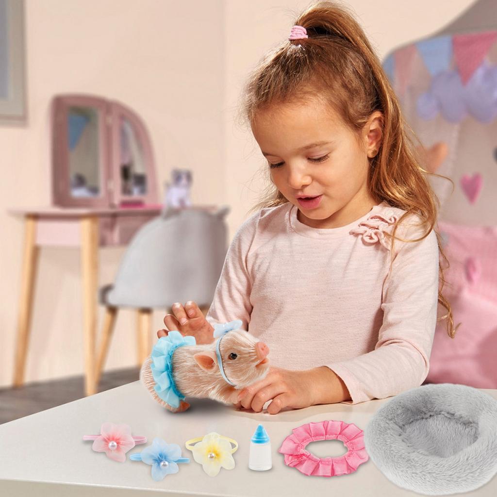 5Inch Silicone Pig Doll Toy Reborn Piglet Mini Doll Stretchy Realistic Soft Cute Piggy with Clothes Accessories for Kids Gift