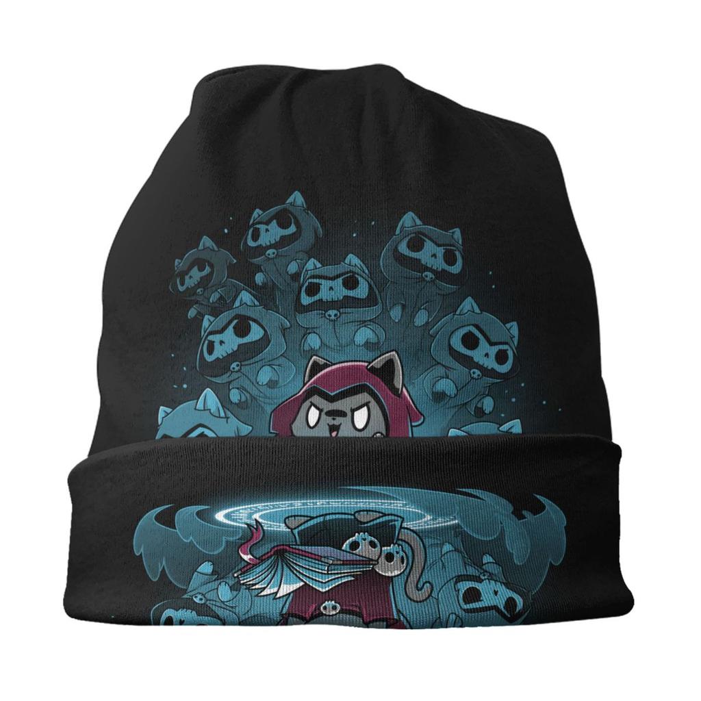 Nekomancer Cat Skullies Beanies Caps For Unisex Women Unisex Cool Winter Warm Knitted Hat Adult Satanic Gothic Witch Bonnet Hats