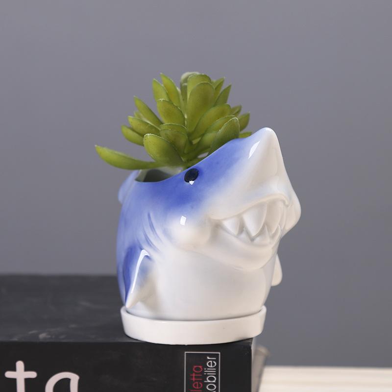 Gardening Succulent Flower Pot Ceramic, Creative Indoor Tabletop Cartoon Dolphin Animal Flower Pot